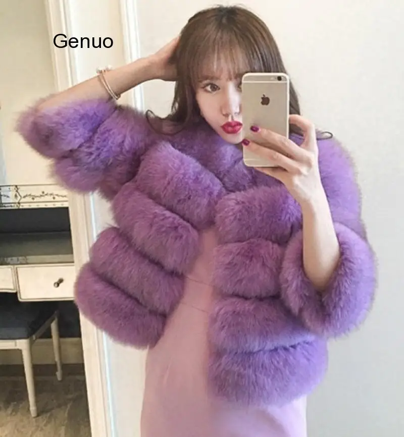 Winter Short Faux Fur Coat Faux Fox Fur Coat Fake Fox Fur Jacket Thick Warm Coat  2020 New Overcoat for Women