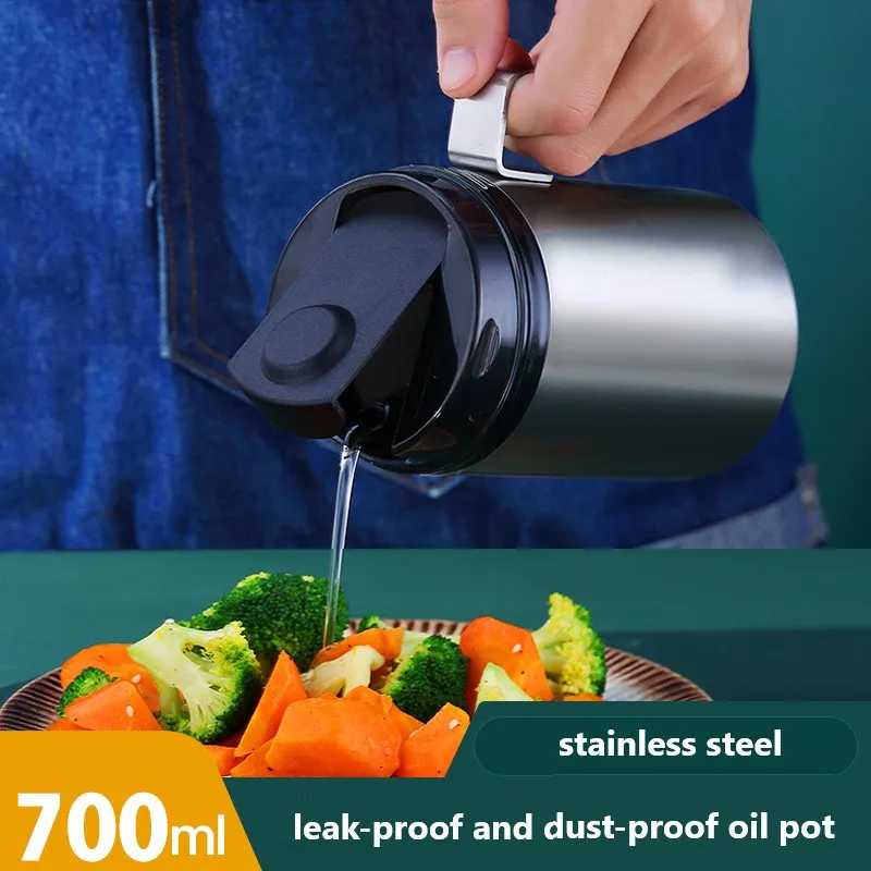 Stainless Steel Olive Oil Bottle Vinegar Dispenser Sauce Seasoning Batcher Can Pots Container Kitchen Accessories 700ml |