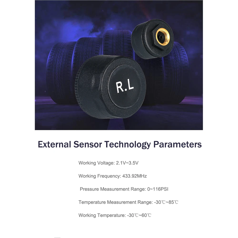 Tire Pressure Monitoring System USB TPMS For Android Navigation 4 External Sensor Real-time Display Tires Temperature | Инструменты