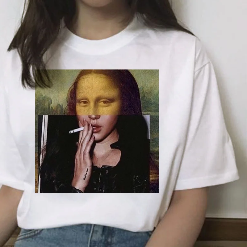Футболка mona lisa в стиле хип хоп летняя футболка женская friend harajuku Эстетическая