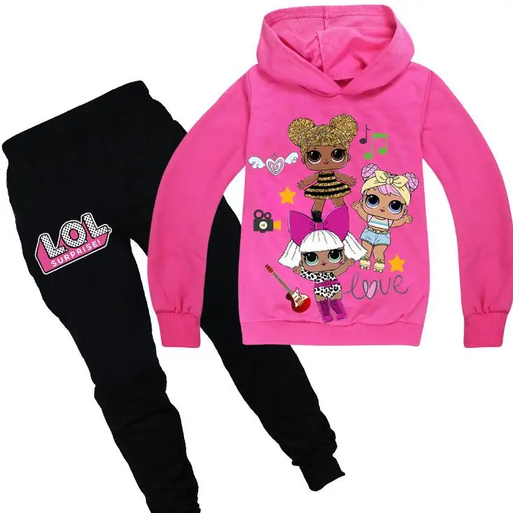 

LOL Doll Surprise Girls Clothes Baby Long Sleeve Hoodies T Shirt+Pants for Girls Winter Set Outfits Girls Christmas Clothes Set