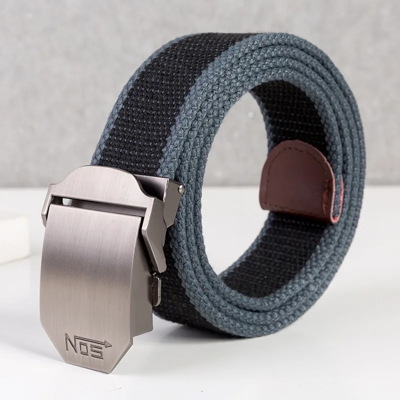 Hot sale 3.8cm male automatic buckle canvas belt young students wild woven pants belt canvas belt