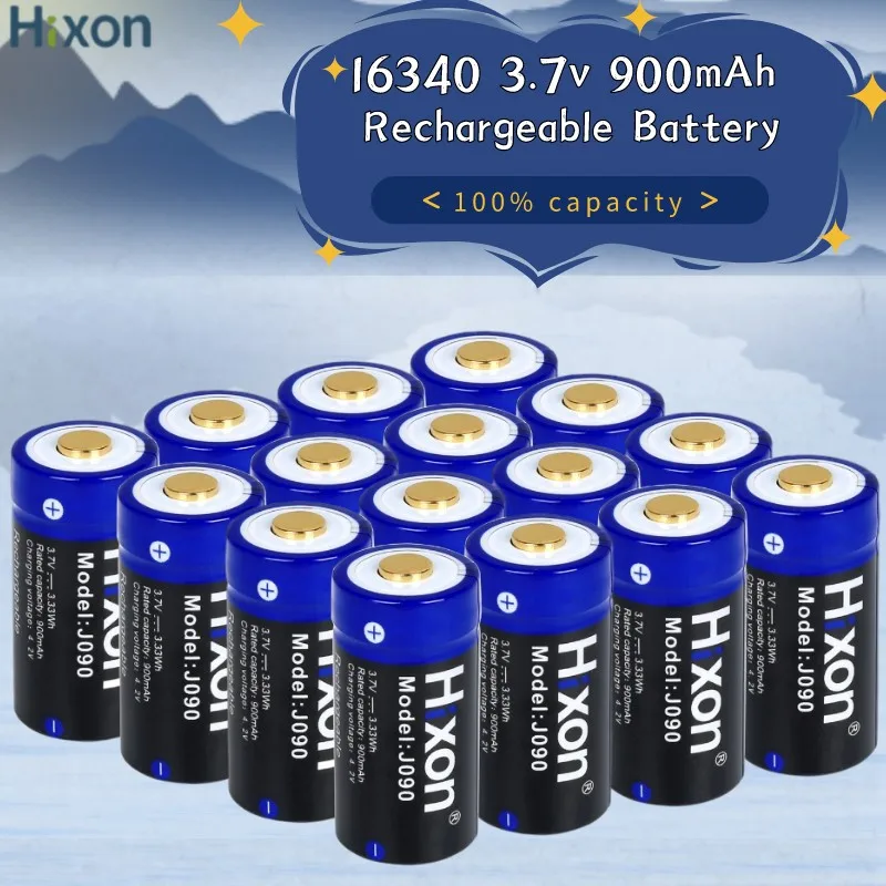 3.7V 900mAh 16340  Li-Ion Rechargeable Battery 100% Capacity For Arlo HD Camera&Laser Pen LED Flashlight Cell,Security Camera
