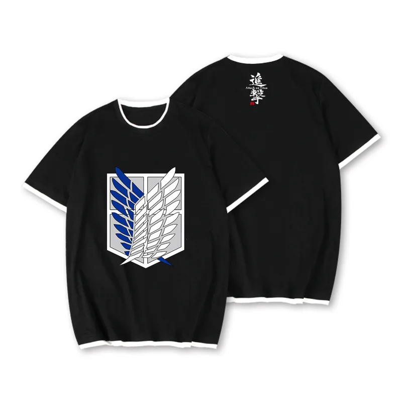 

New Attack on Titan Eren Jaeger Cosplay T-shirt Men Women Jiyuu no Tsubasa t shirt Cotton Summer Short-sleeve Tees tops