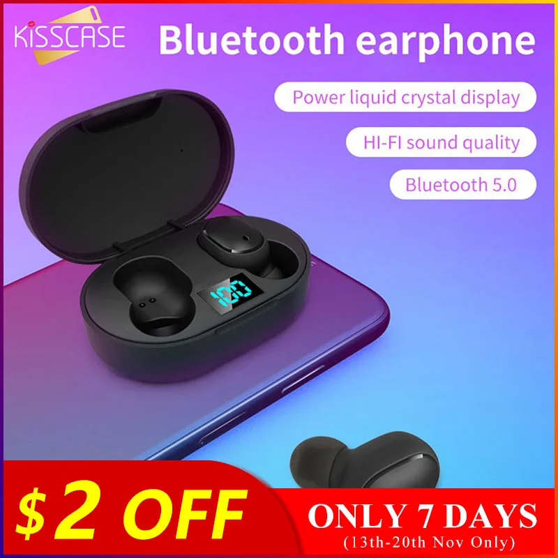 KISSCASE Беспроводной наушники светодиодный Дисплей вкладыши TWS Bluetooth V5.0 гарнитура С
