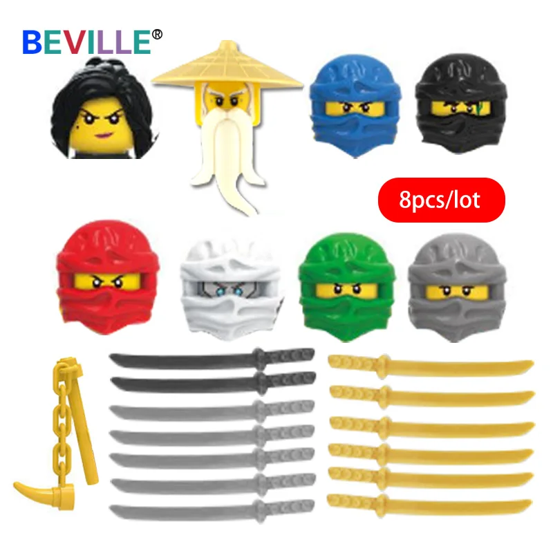 8 шт./компл. фигурки ниндзя сделай сам строительные блоки скелет солдаты воин