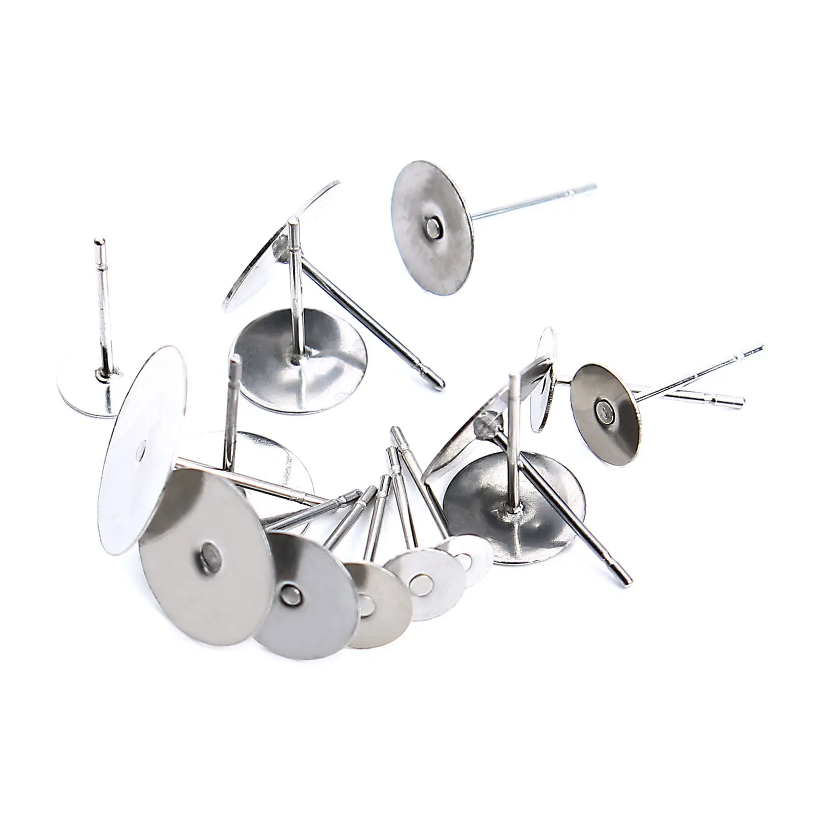 100 шт./лот нержавеющая стальная заготовка сообщение: 3/4/5/6/8/10/12 мм серьги-гвоздики в