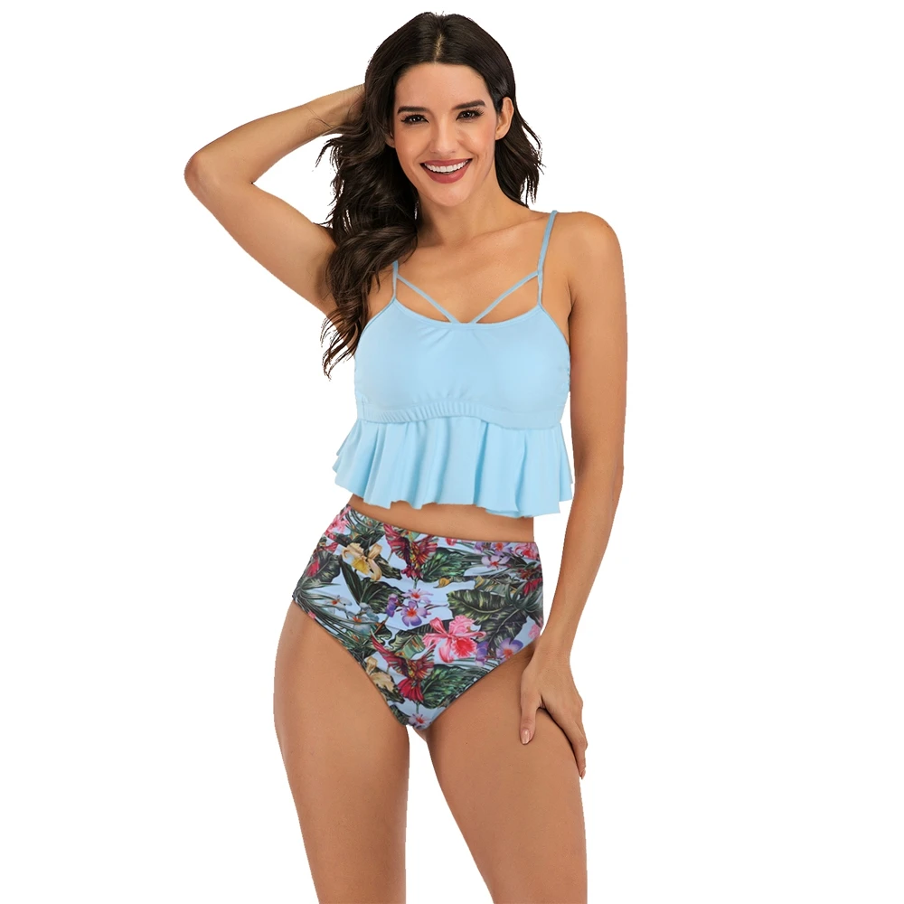 2020 New High Waist Bikini Swimwear Women Swimsuit Push Up Bikinis Bathing Suit Biquini Ruffle Plus Size Beachwear | Женская одежда