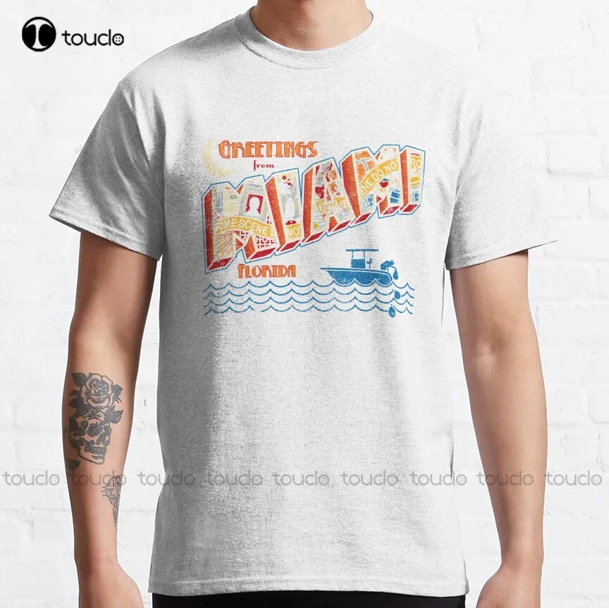 

Greetings From Miami Classic T-Shirt T-Shirts For Men Graphic Custom Aldult Teen Unisex Digital Printing Tee Shirt Xs-5Xl Gift