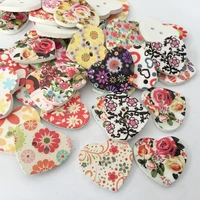 100pcslot wood random mix colors 2 holes heart painted 23mm25mm quality assort sewing buttons scrapbooking craft accessories