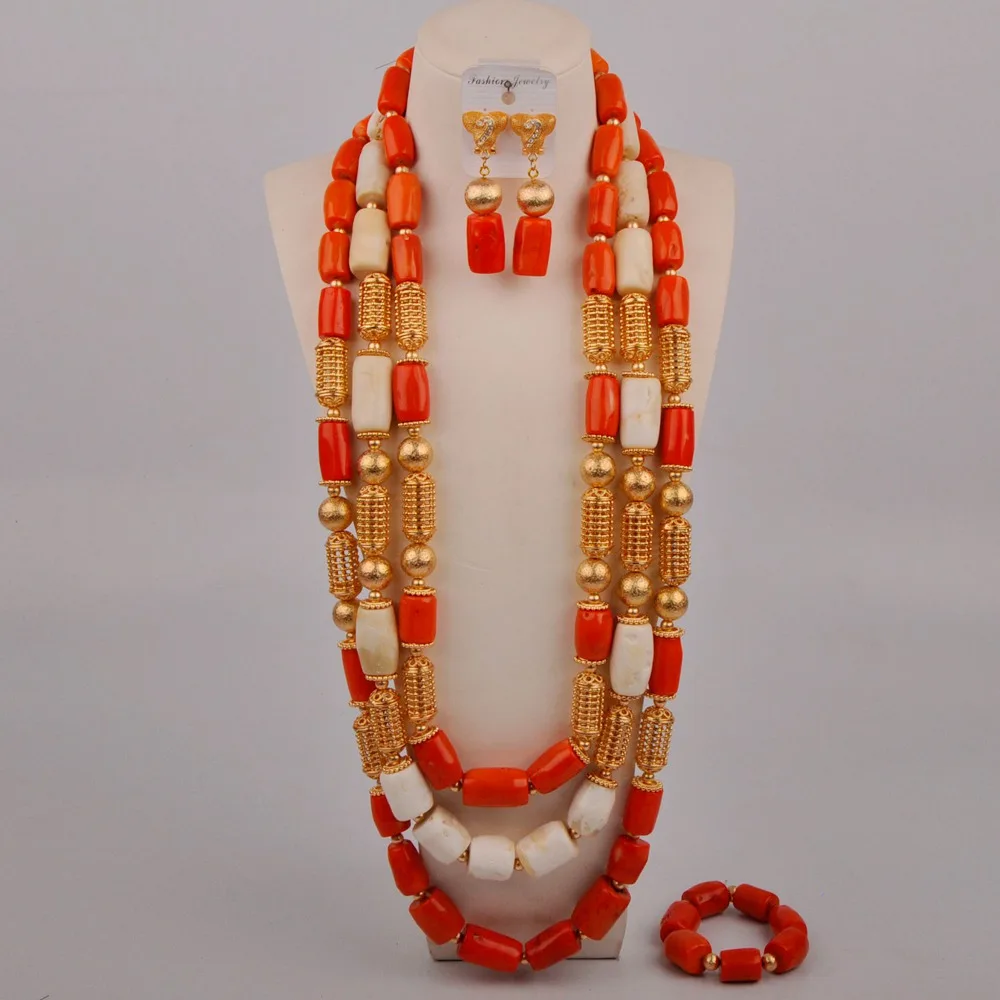 Модные коралловые бусы набор невесты женский ювелирный нигерийское ожерелье