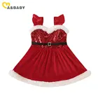 Детское платье-пачка с блестками Ma  Baby, красное вечернее платье для маленьких девочек, детские рождественские костюмы, одежда