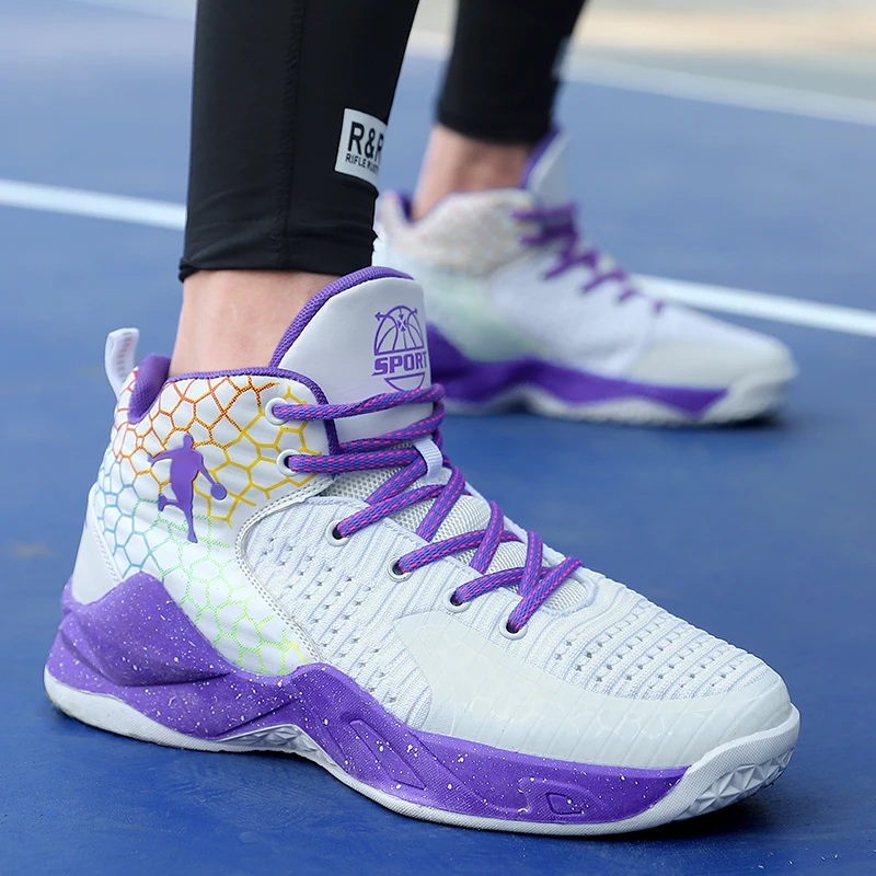 

2020 Unisex Basketball Shoes Men High-top Sports Air Cushion Hombre Athletic Mens Shoes Women Comfortable Breathable Sneakers