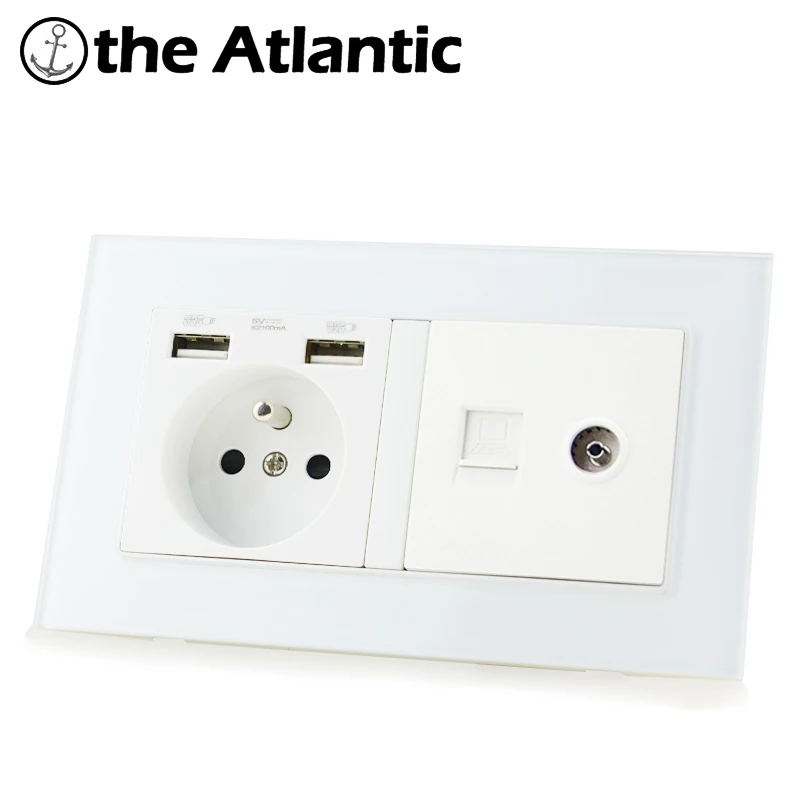 FR стандартная розетка с двумя usb-портами RJ45 компьютерная передача данных