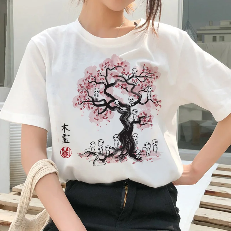 Футболка totoro Spirit Away Женская милая рубашка с японским мультяшным аниме рисунком