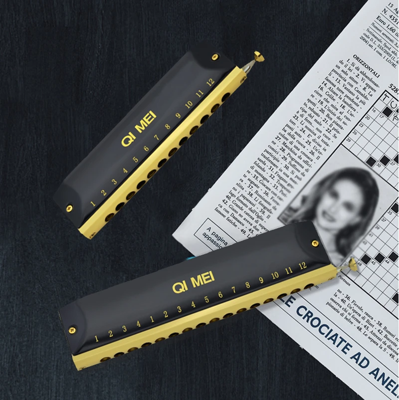 Профессиональная Хроматическая гармошка Qimei Overlord с 12 отверстиями/16 отверстиями