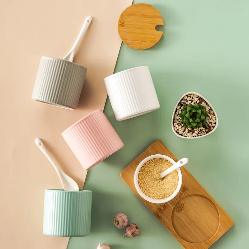 Керамическая коробка для приправ в скандинавском стиле набор бытовая кухонная