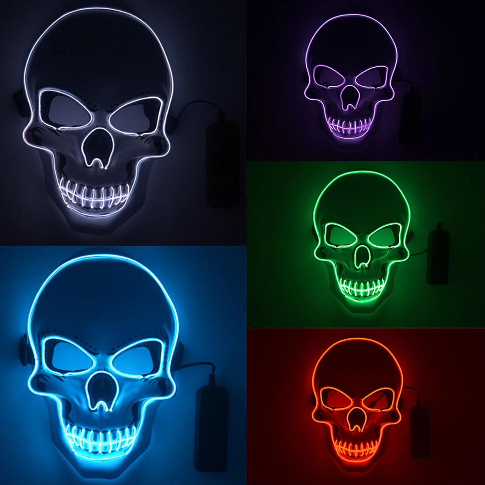 1 шт. светодиодный светящийся маска на Хеллоуин для косплея вечерние светящиеся