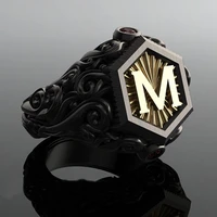 secret boys fashion personality letter m 316l stainless steel ring mens anniversary gift accessory hip hop punk jewelry