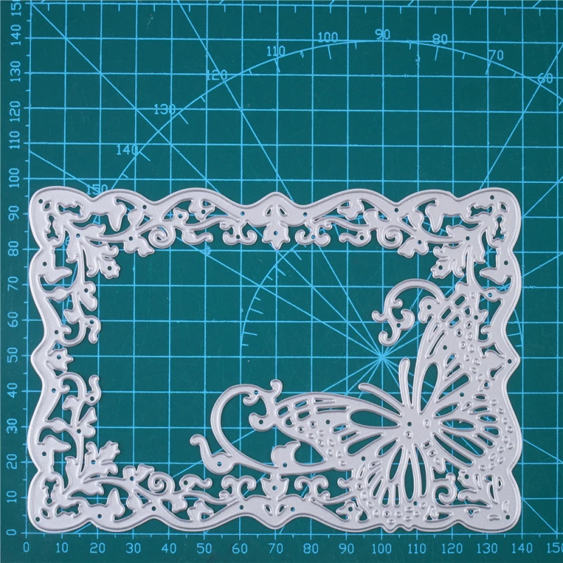DiyArts кружевная прямоугольная рамка металлические режущие штампы бабочки