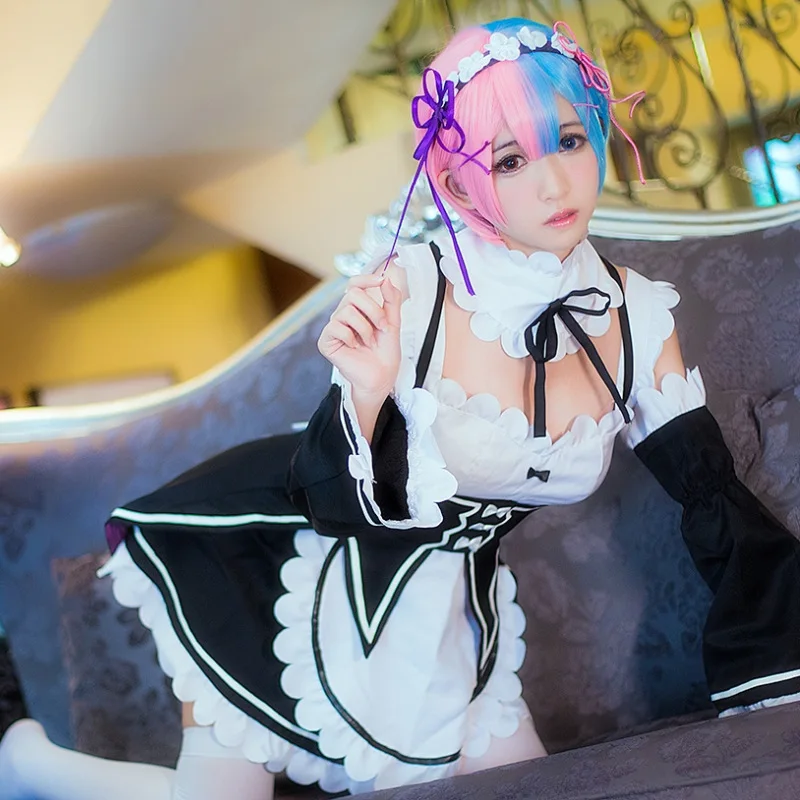 Костюм для косплея Re:zero Kara Hajimeru Isekai Seikatsu Ram Rem платья служанки |