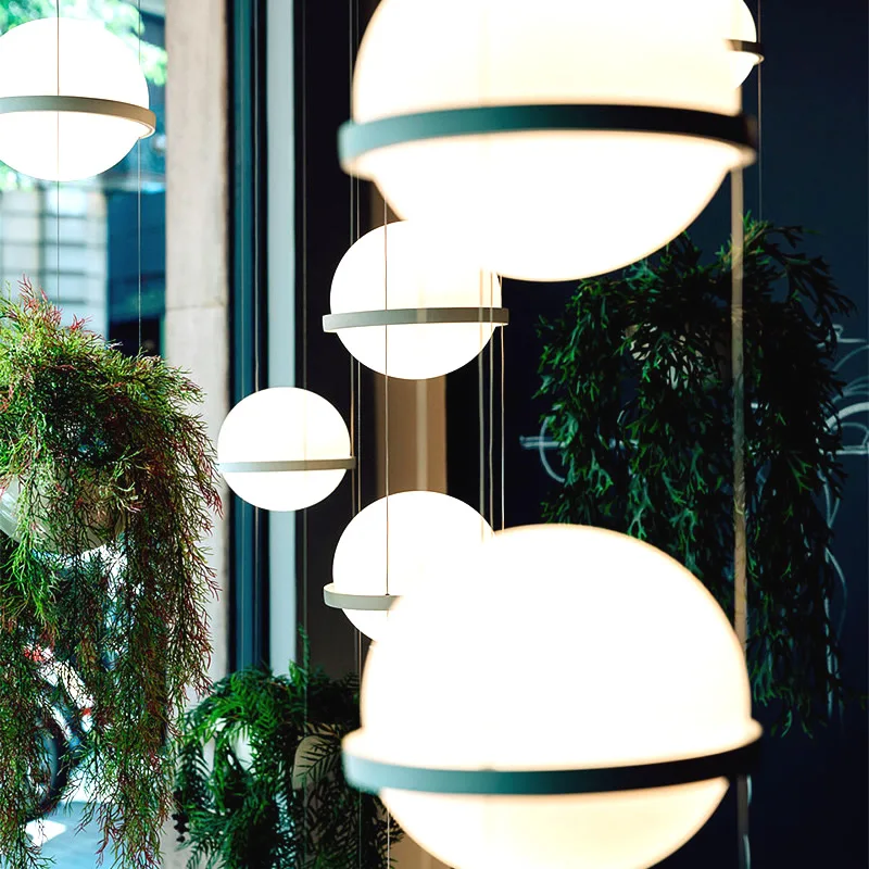 

Long Cord Plants Deco Chandelier Hanging Glass Ball Plant Pot Lamp Modern artistical Duplex Apartment spiral stair Pendant Lamp