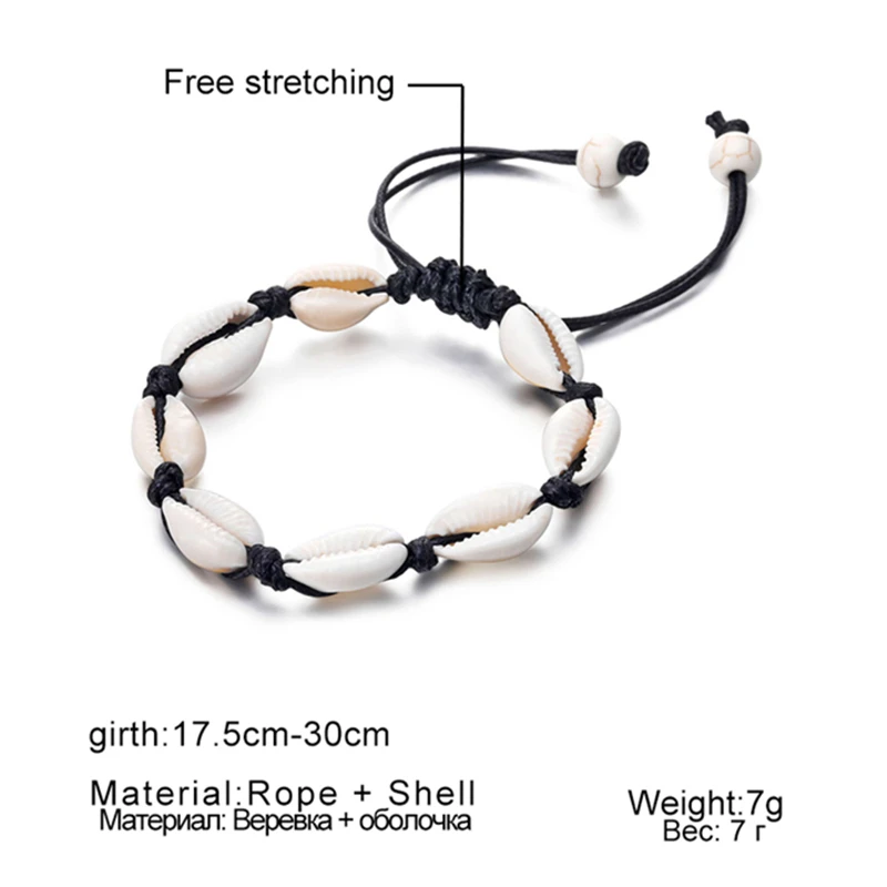 

Bohemian Shell Anklets for Women Handmade Leather Woven Natural Shell Foot Jewelry Summer Beach Barefoot Bracelet ankle on Leg