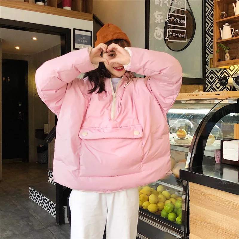 Woherb японский каваи Harajuku девушки зима более размер d парка с капюшоном женские ватные куртки плюс размер пуловер стеганые пальто