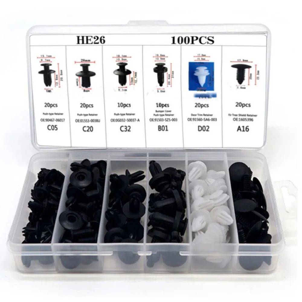 

100PCS Car Body Trim Clips Retainer Bumper Rivets Screws Car Push Type Bumper Fastener Rivet Clips Panel Push Fastener Kit
