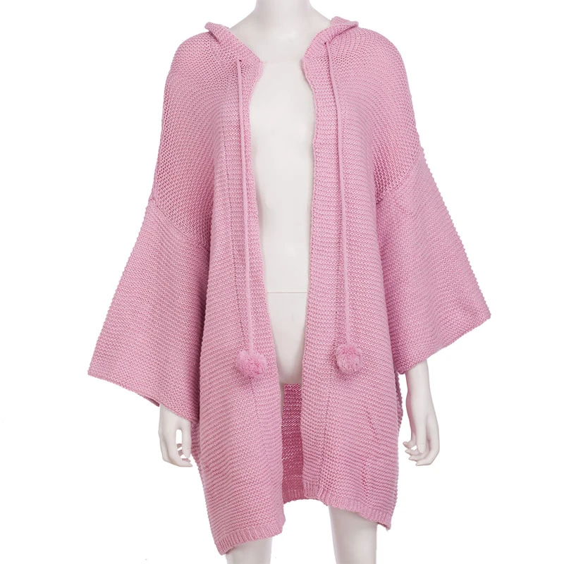 AIUJXK 2019 Autumn Winter Women Long Cardigans Fashion Hooded Casual Loose Knitted Sweaters Female Pink Cardigan Sweater Coat |