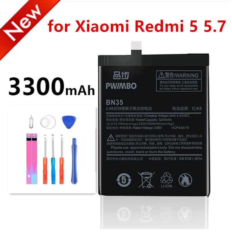 

100% new BN35 3300mAh Battery For Xiaomi Redmi 5 Redmi5 Red mi5 High Quality Phone Replacement Batteries
