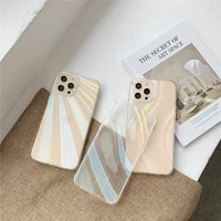 transparent laser gradient hard pc phone case for iphone 12 11 pro max xs xr 7 8 plus clear soft side fall anti protective cover