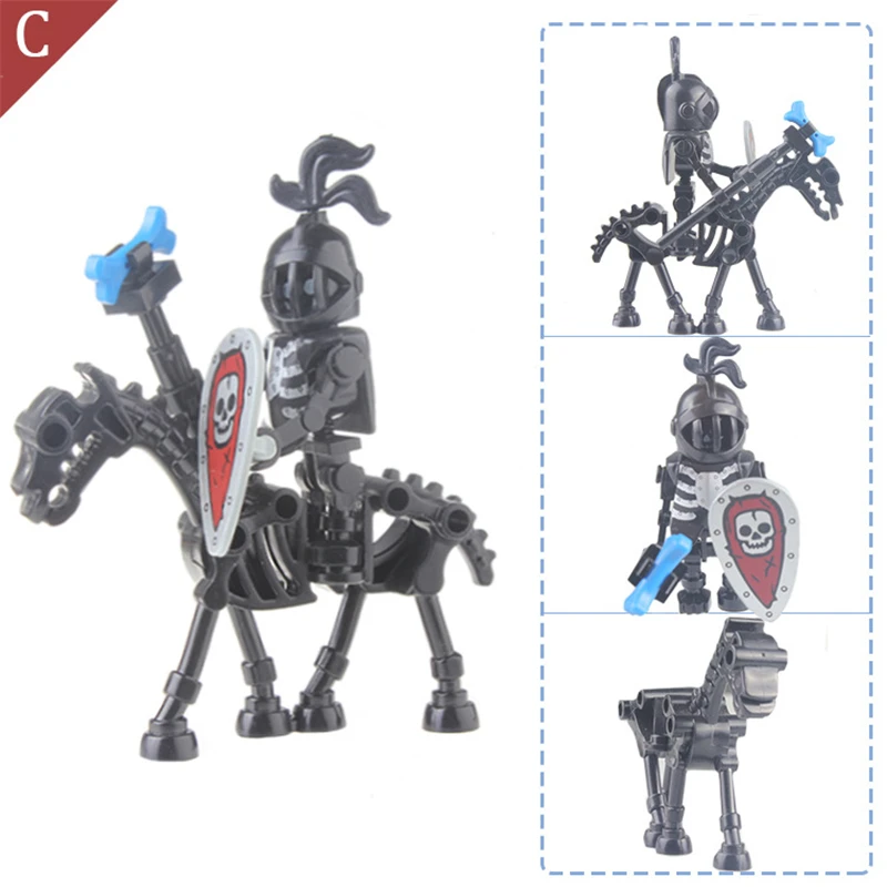 Ninja Skeleton Medieval Castle Knight Warriors Skeletons Building Blocks Strong Orcs Figures Collection Toys For Kids Gifts lego technic gears