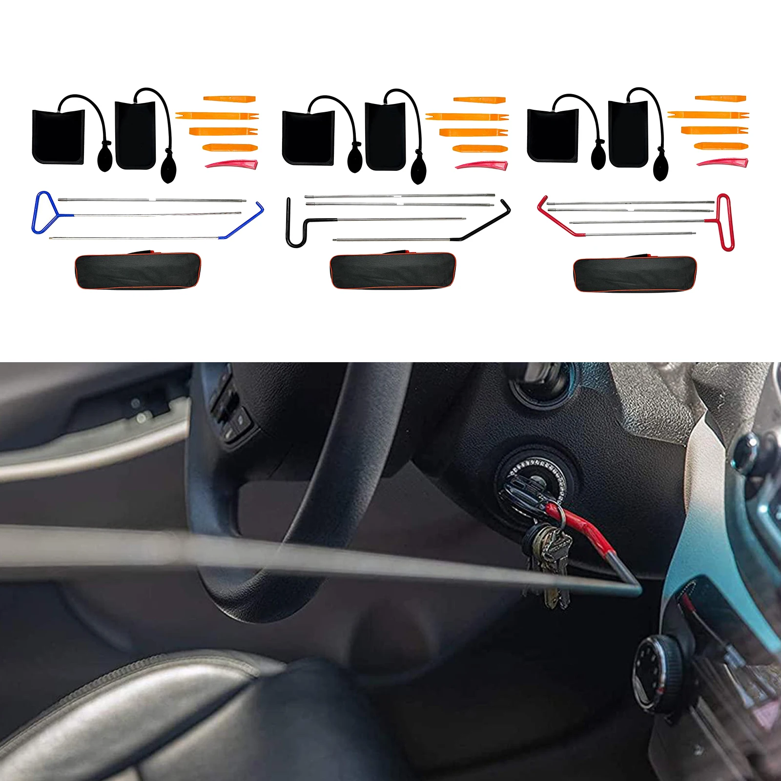 

Auto Car Emergency 11-Piece Kit with Long Reach Grabber Non-Marring Wedge