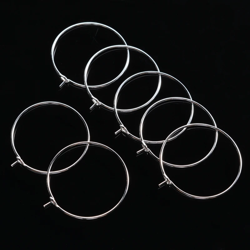 

100pcs Wine Glass Charm Rings Silver Earring Hoops Metal Wire Hoops Earrings Drink Markers DIY Party Decoration 20mm~35mm