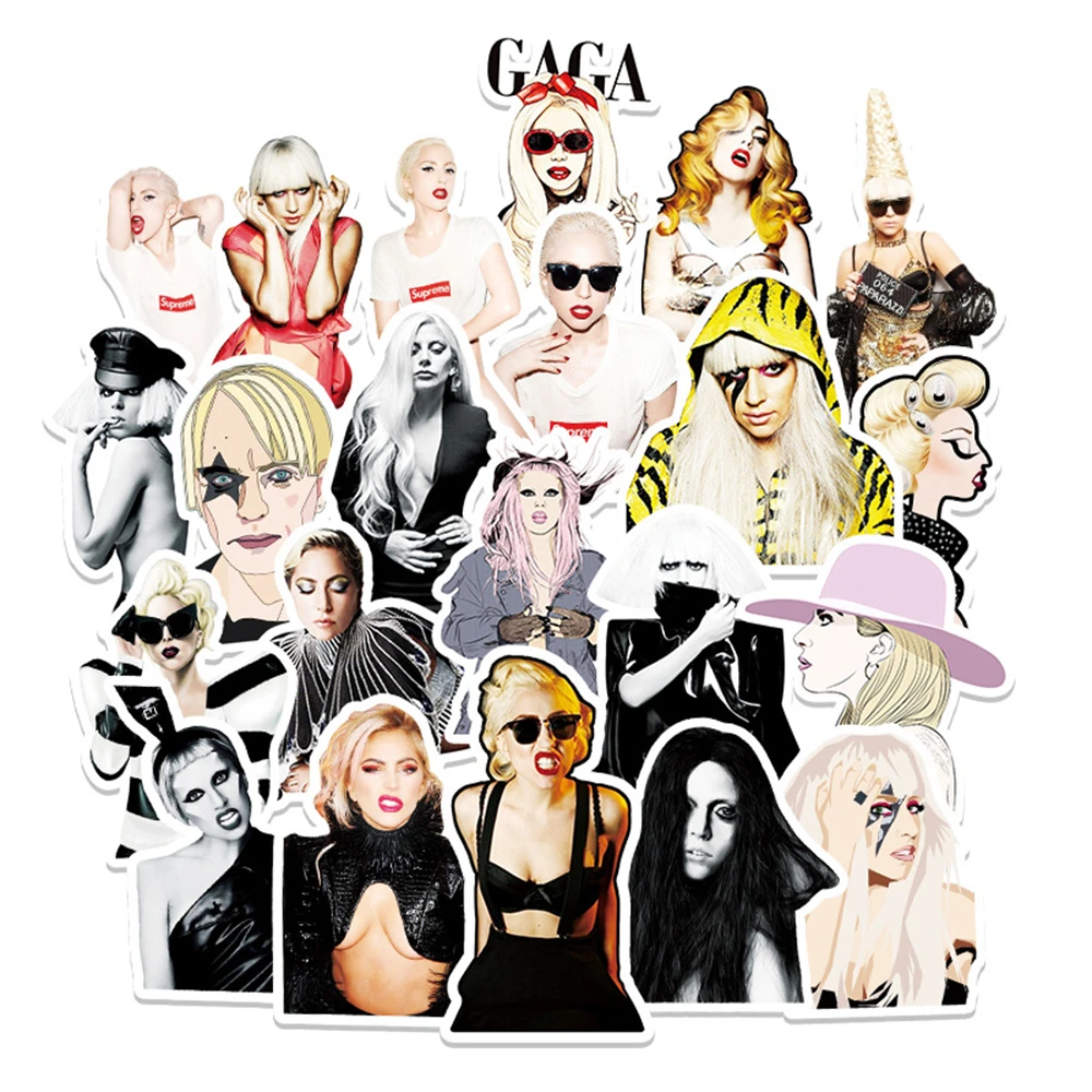 Gaga-pegatinas impermeables de grafiti para mujer, decoraci&oacute;n de maletas y guitarra, Sexy, para actriz, novedad de 2021, venta al por mayor-0