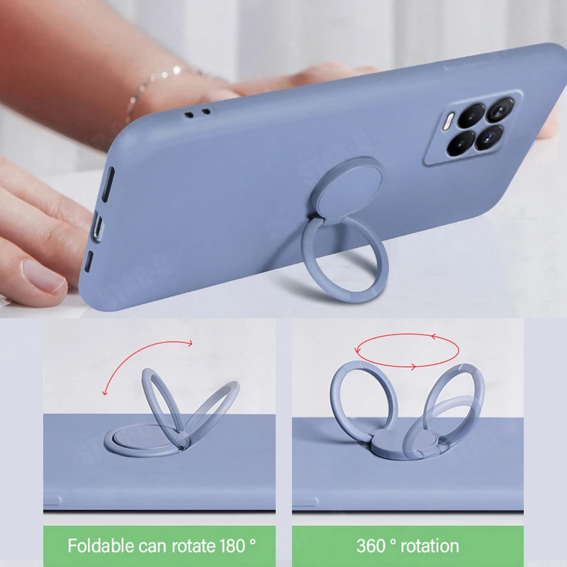 liquid silicone ring holder phone case for oppo realme 8 7 pro 4g 5g 7i gt neo master narzo 30a c21 original stand soft cover free global shipping