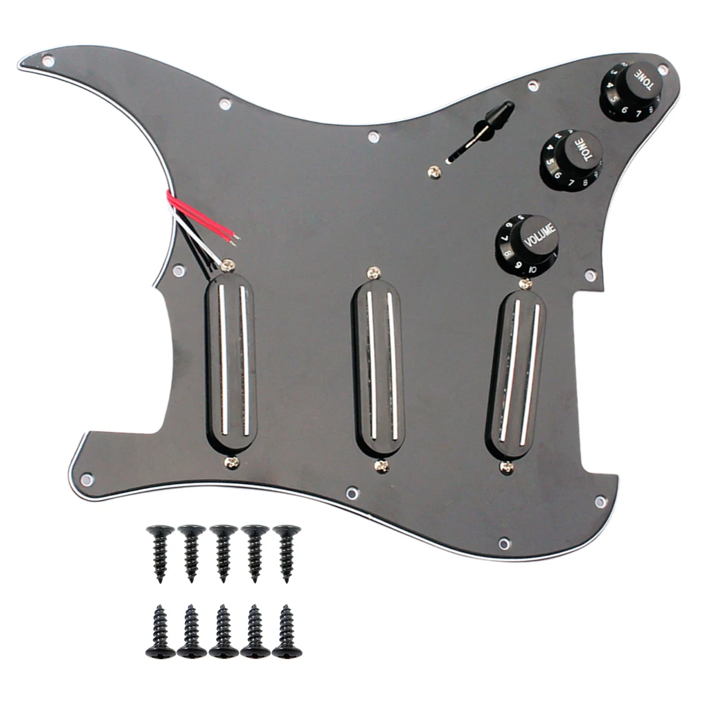 Electric Guitar Loaded Prewired Pickguard 3 Ply 11 Hole for Fender Stratocaster Parts Black | Спорт и развлечения