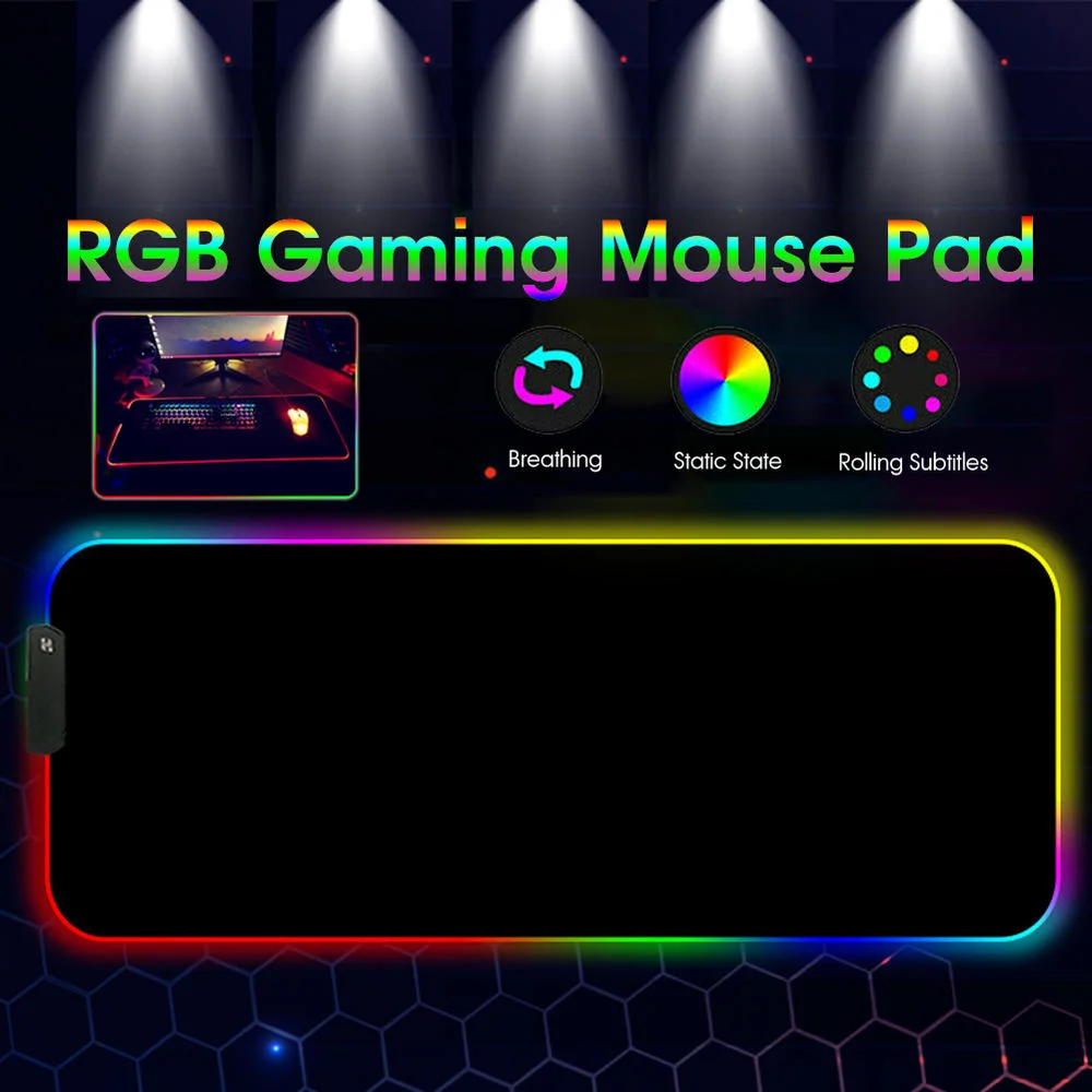 

Oversized Gaming Mouse Pad RGB Colorful Color LED Changing Luminous Computer Desk Mat Waterproof Padded Keyboard Pad Mouse Pad