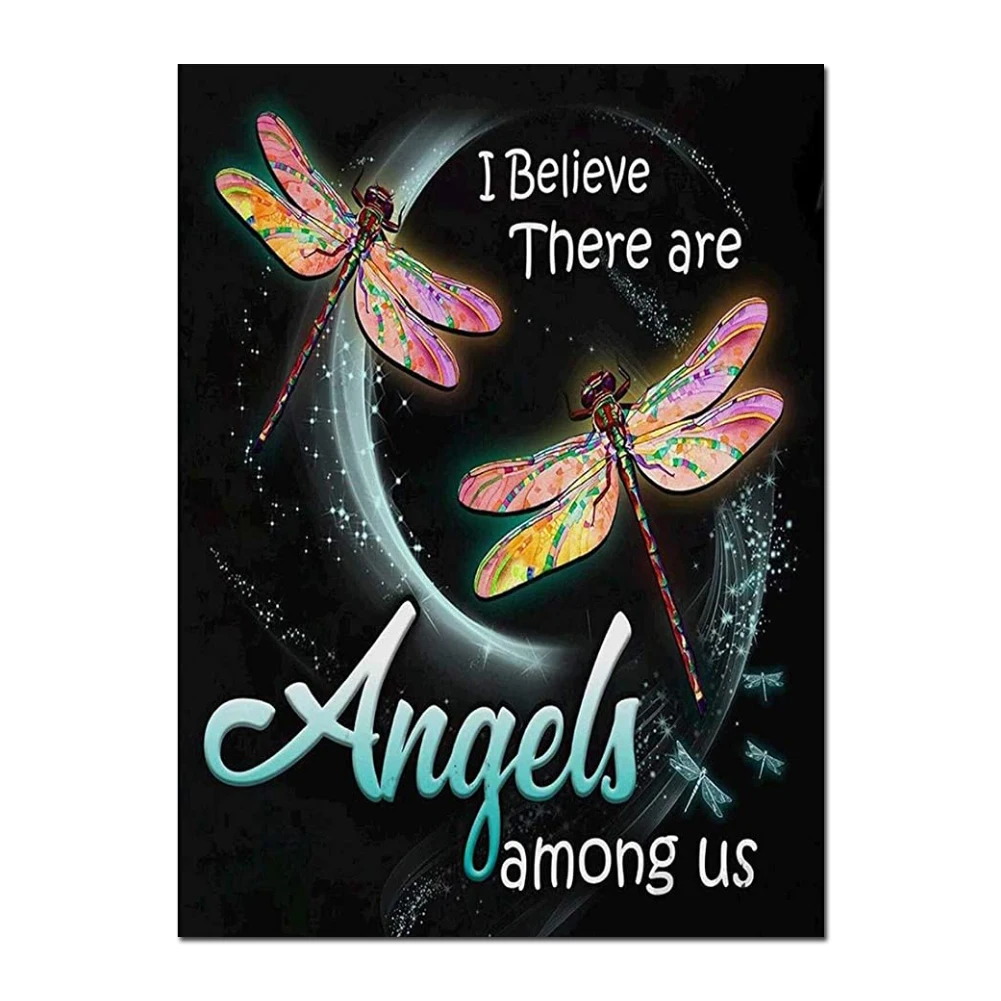 Алмазная 5D живопись сделай сам пейзаж стрекоза вышивка крестиком черные