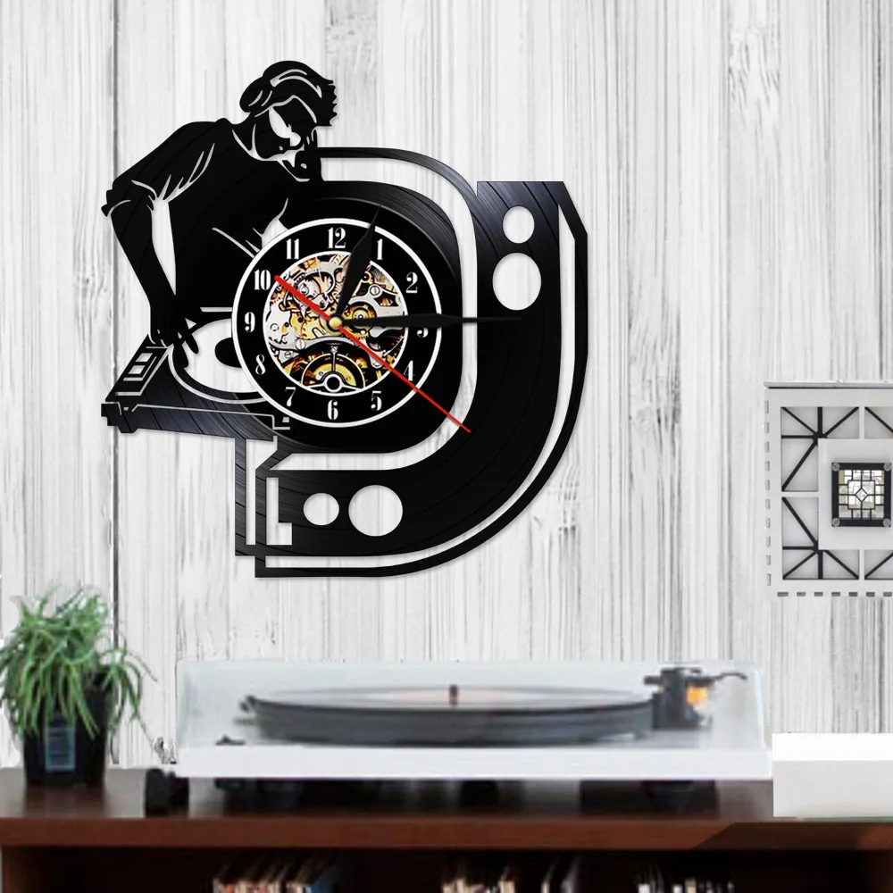 Настенные 3d-часы с виниловой пластиной музыкальные настенные украшения для