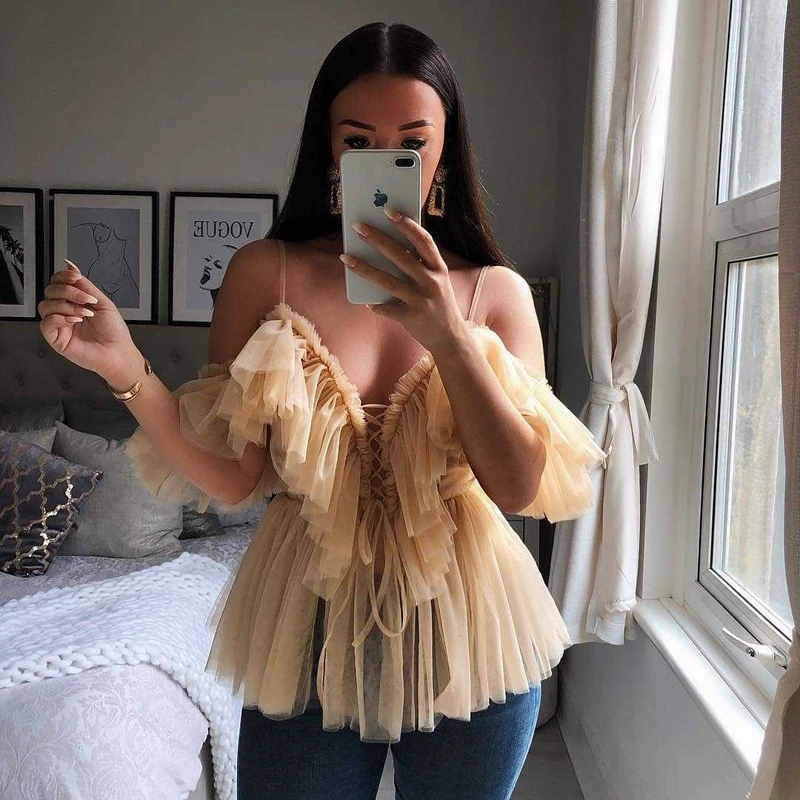Модные новые женские блузки с открытыми плечами сеточка летнее соблазнительное