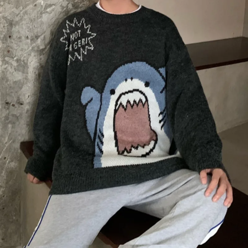 

New Kawaii Men Women Pullovers Thick Warm Harajuku Cartooon Cute Knit Tops Femme Japan Style Loose Retro Sweaters Woman