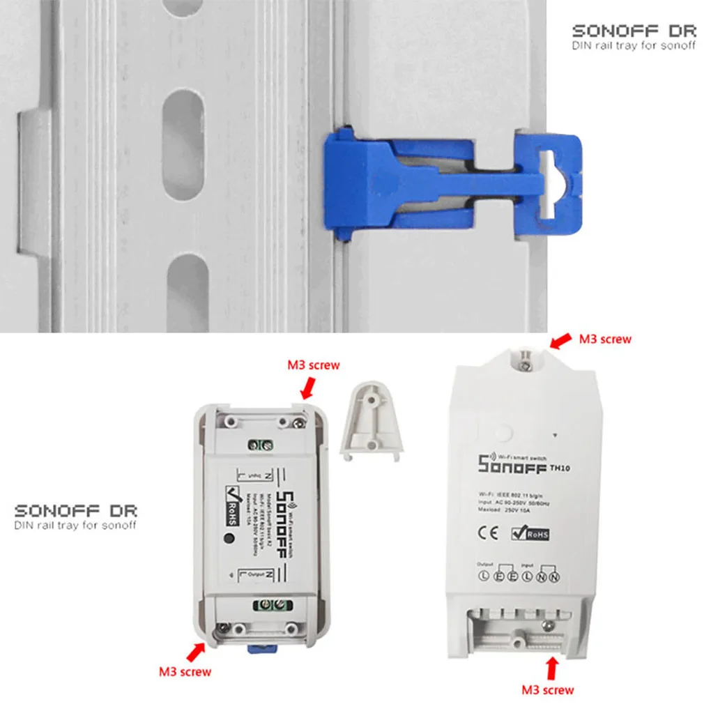 

SONOFF DR DIN Rail Tray Adjustable Mounted Rail Case Holder For Wifi Remote Control Switch Sonoff Basic/RF/ Pow/ TH10/16