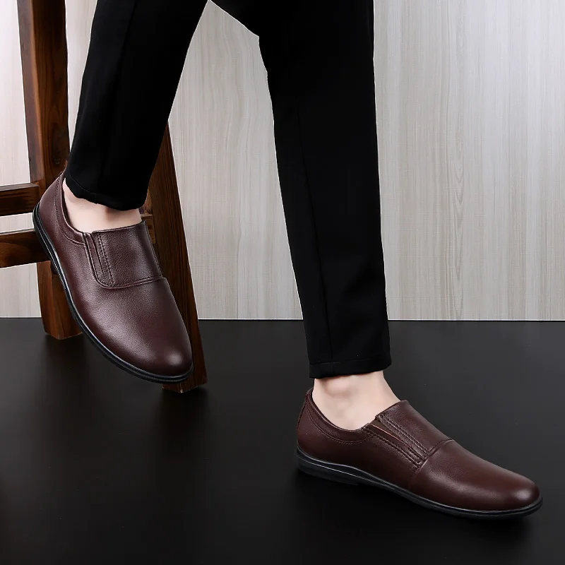 

Black Men Loafers Genuine Leather Shoes Luxury Brand Evening Dress Slip-on Casual Shoes Mens Flats Driving Shoes Moccasins