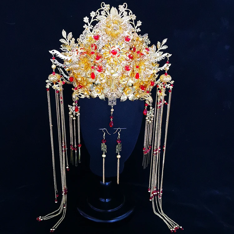 HIMSTORY винтажный китайский стиль золотая корона для волос традиционный свадебный