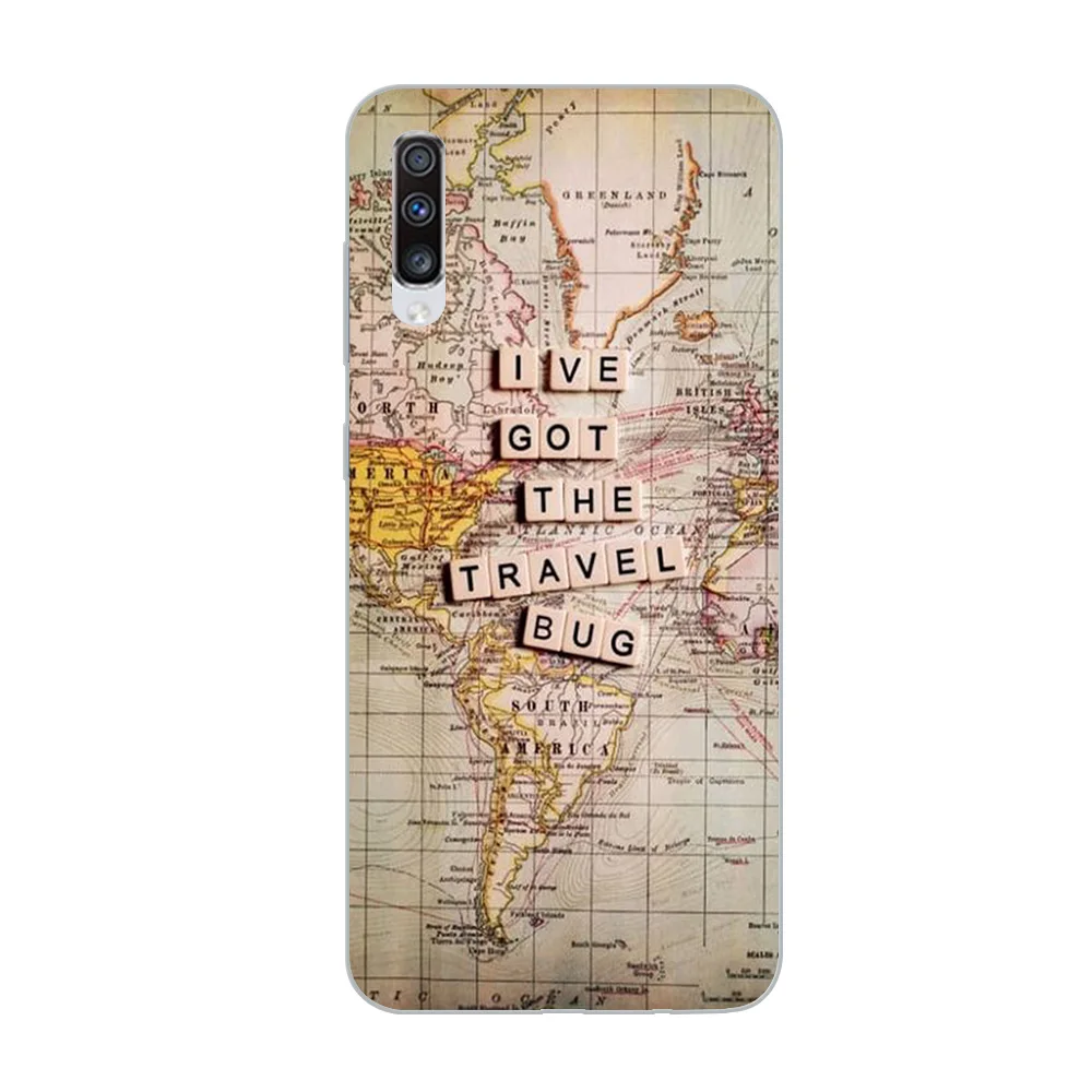 WM05749 Чехол для телефона ciciber для samsung Galaxy A50 A70 A80 A40 A30 A20 A60 A10 A20e, мягкий силиконовый чехол из ТПУ с картой мира, чехол для путешествий - Color: WM05749