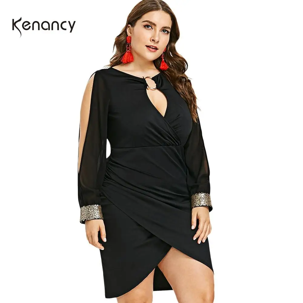 Женское асимметричное платье Kenancy облегающее мини с вырезом замочком и разрезом