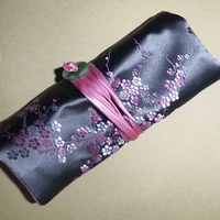 Silk Jade Make up Wrap Jewelry Roll Travel Storage Bag Necklace  Earring Clutch Bag Silk Women Zipper Cosmetic Pouches Bag Gift