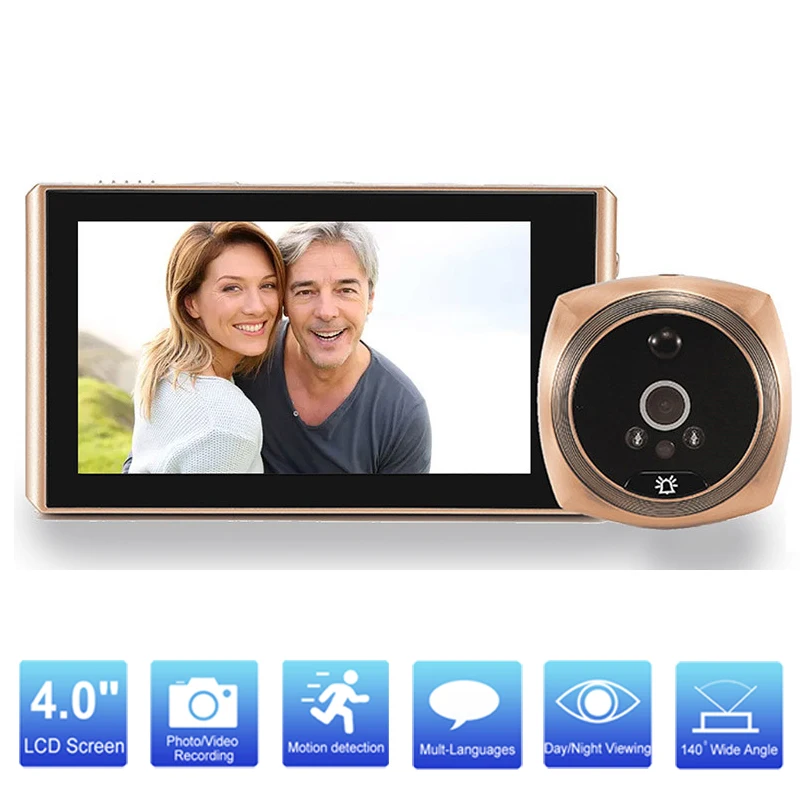 Auto Record Electronic Ring Night View Digital Door Viewer Entry Home Security Video Peephole Doorbell Camera Video-eye